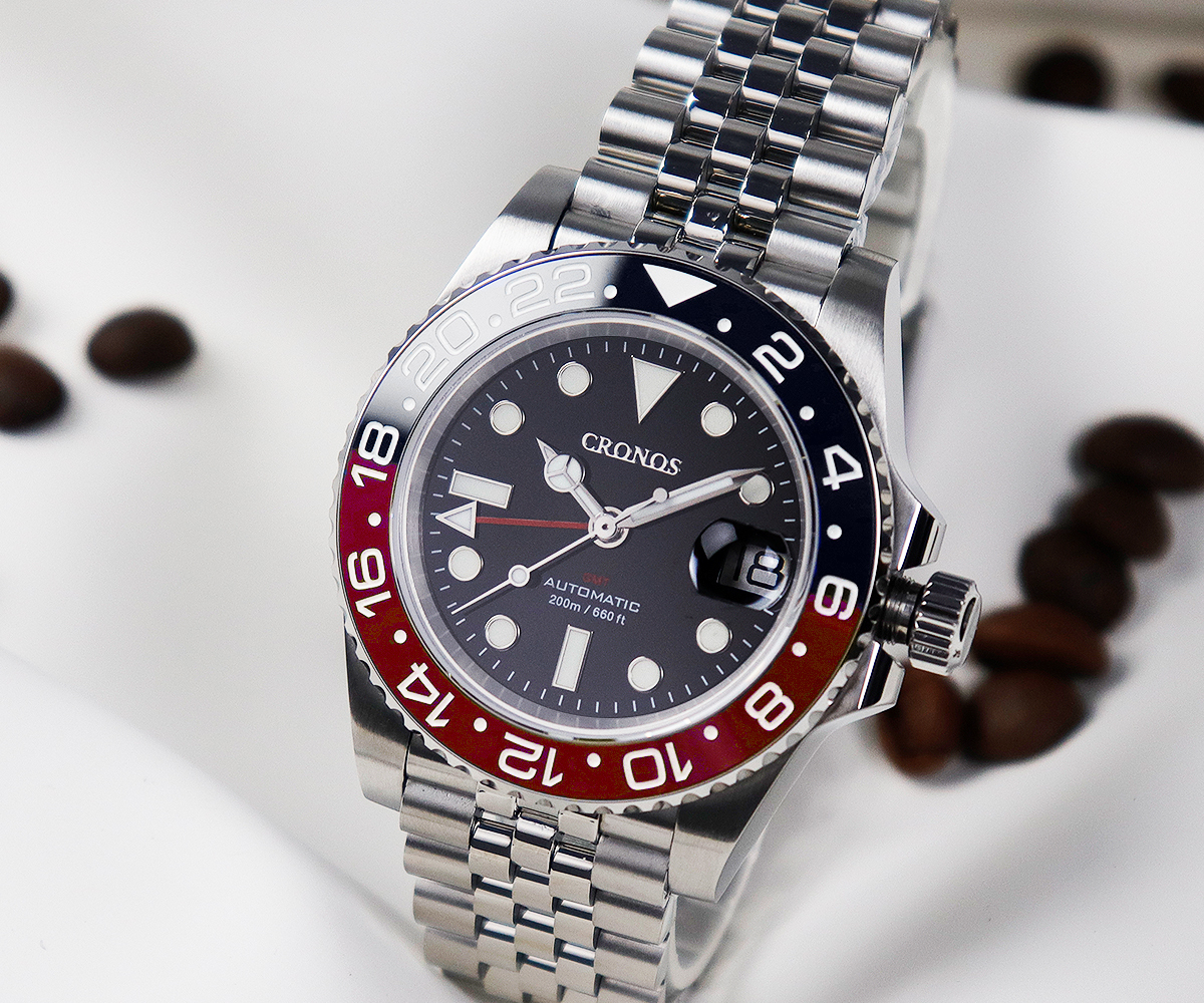時計 CRONOS GMT automatic Cronos GMT Automatic Men Watch Bidirectional Bezel Sapphire 20 ATM