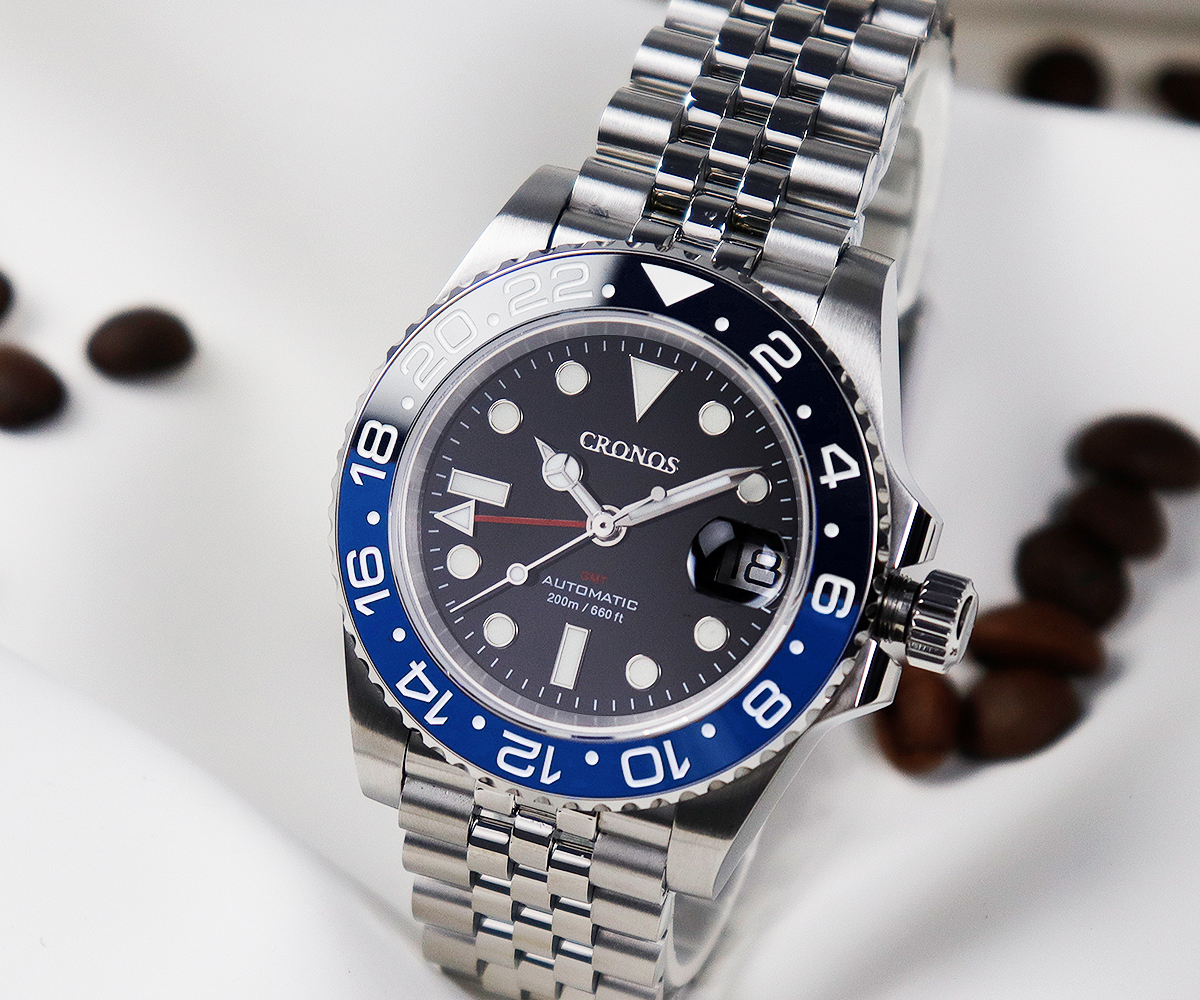 時計 CRONOS GMT automatic Cronos GMT Automatic Men Watch Bidirectional Bezel Sapphire 20 ATM
