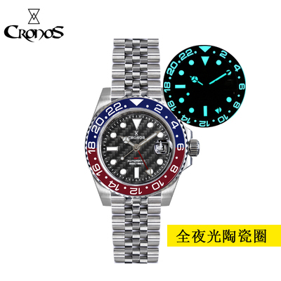 時計 CRONOS GMT automatic Cronos GMT Automatic Men Watch Bidirectional Bezel Sapphire 20 ATM