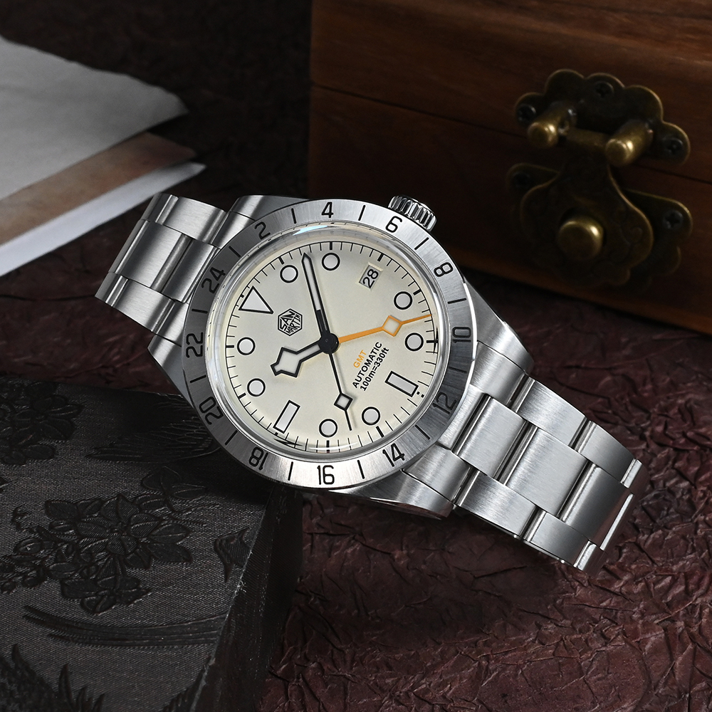 San Martin NH34 39mm BB GMT Luxury BGW9 Men's Watches Business Dress Watch SN0054-G-B1
