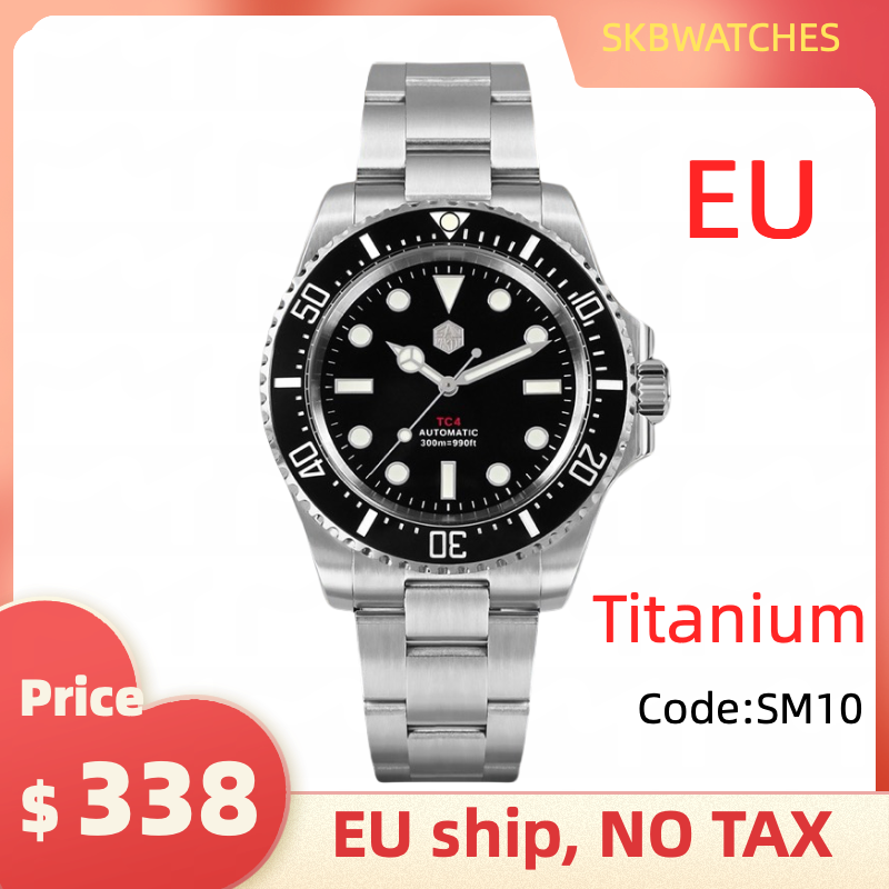 San Martin 40mm GR5 Titanium Luxury Men Diving Watch FLY ADJUSTABLE CLASP WATCH SN0111 G A