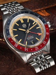 San Martin New Vintage Distressed Aluminum Bezel NH34 GMT Automatic Mechanical Retro Men's Watch N0116-G V6 GMT San Martin Limited Edition 39.5mm Full Luminous NH34 GMT Original Design Watches SN0116-G3 san martin watches,NH34 movement watch,San Martin SN0109-G-GMT,dive watches