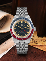 San Martin New Vintage Distressed Aluminum Bezel NH34 GMT Automatic Mechanical Retro Men's Watch N0116-G V6 GMT San Martin Limited Edition 39.5mm Full Luminous NH34 GMT Original Design Watches SN0116-G3 san martin watches,NH34 movement watch,San Martin SN0109-G-GMT,dive watches