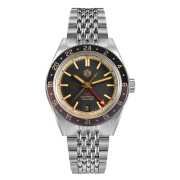 San Martin New Vintage Distressed Aluminum Bezel NH34 GMT Automatic Mechanical Retro Men's Watch N0116-G V6 GMT San Martin Limited Edition 39.5mm Full Luminous NH34 GMT Original Design Watches SN0116-G3 san martin watches,NH34 movement watch,San Martin SN0109-G-GMT,dive watches