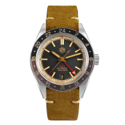 San Martin New Vintage Distressed Aluminum Bezel NH34 GMT Automatic Mechanical Retro Men's Watch N0116-G V6 GMT San Martin Limited Edition 39.5mm Full Luminous NH34 GMT Original Design Watches SN0116-G3 san martin watches,NH34 movement watch,San Martin SN0109-G-GMT,dive watches