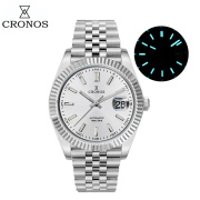Cronos DateJust Luxury Men Watch Stainless Steel 5 Links Bracelet PT5000 Miyot 9015 100m Water Resistant Sapphire L6046M