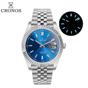 Cronos DateJust Luxury Men Watch Stainless Steel 5 Links Bracelet PT5000 Miyot 9015 100m Water Resistant Sapphire L6046M