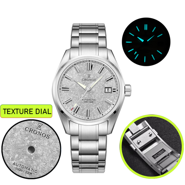 Cronos Men Watch 39mm Automatic Wristwatches Female End Links