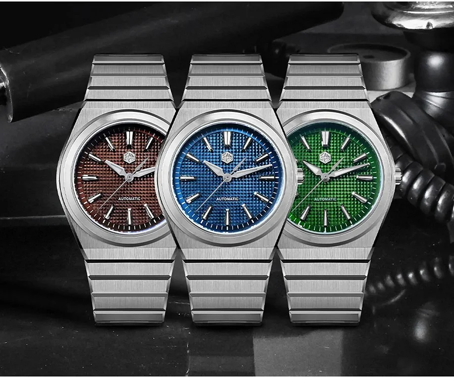 San Martin 40mm Luxury Sport Watch Miyota 90S5 Automatic Waffle