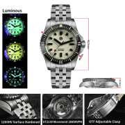 San Martin 1200HV Hardening Coating Full Luminous Watch SN0012