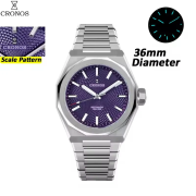 Cronos 2026 NEW 36mm Automatic PT5004/Miyota 9015 See-through Back Watch L6050M L6051M