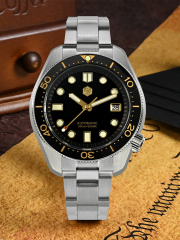 San Martin Update version 44mm Men Diver Watch Vintage MM300 Gilt Dial Sport NH35 Automatic Mechanical Sapphire Waterproof 300M C3 Lume SN0087