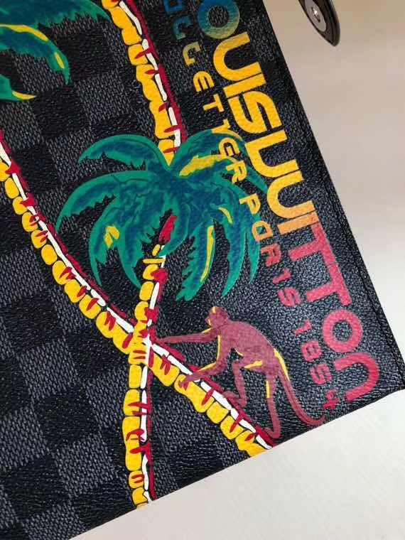 Louis Vuitton POCHETTE VOYAGE Jungle Palm Tree Silk Print Tote