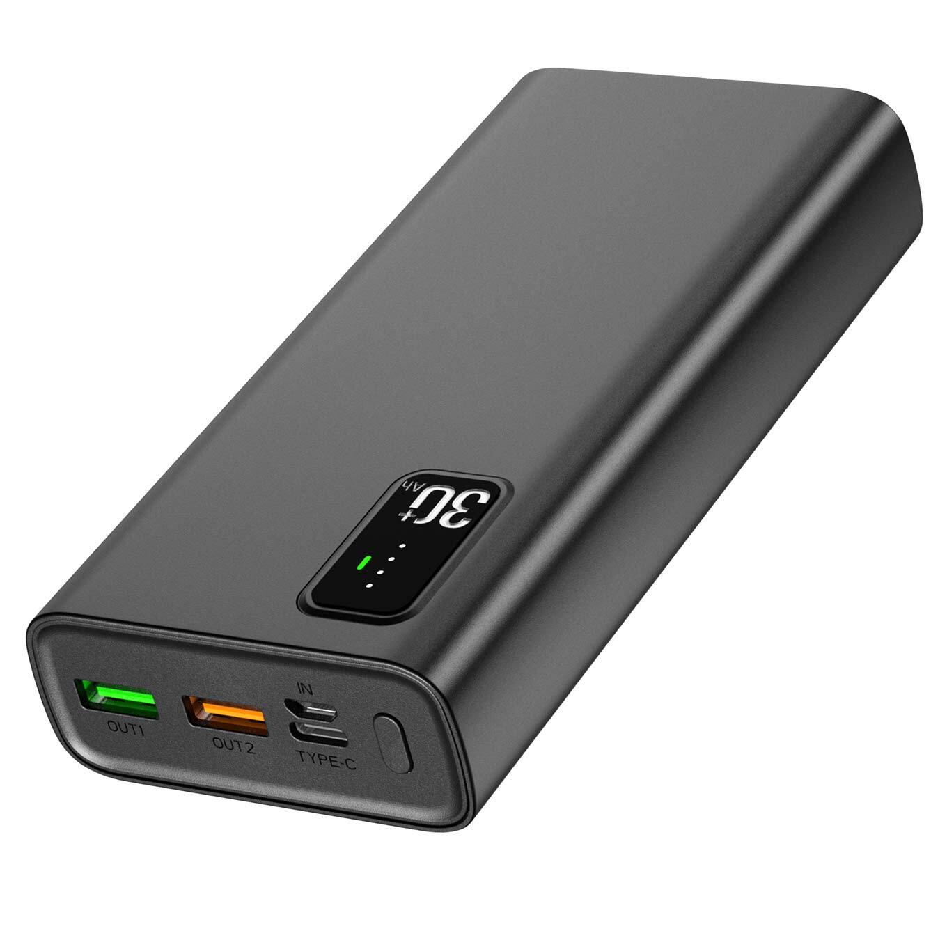 Villain 30000mAh Power Bank, Portable Charger Qualcomm Quick Charge, USB  Type C 3 Outputs & 3 Inputs