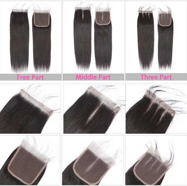 100% Brazilian Straight human hair extension 3 Bundles With Closure 
