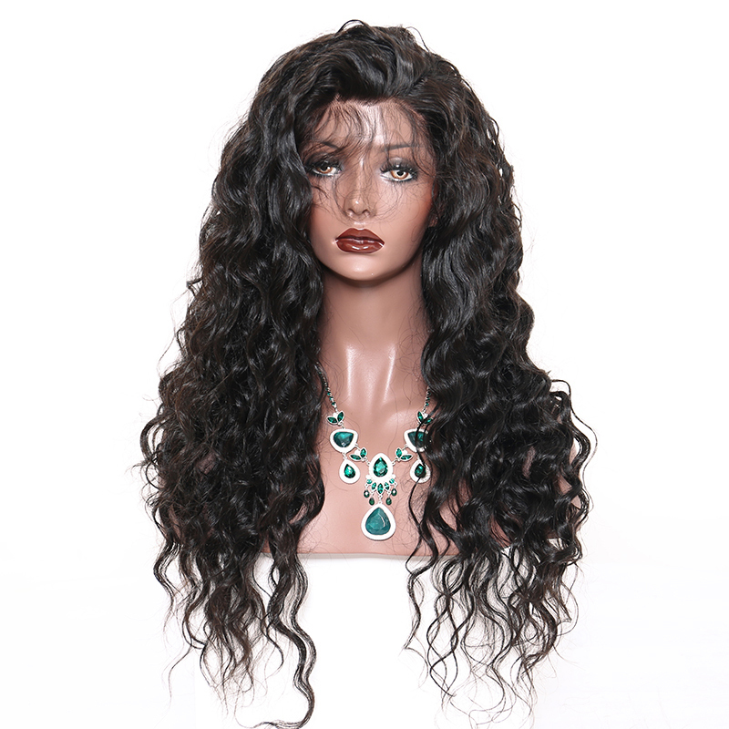 Full Lace Human Hair Wigs Loose Wave Brazilian Wig 150% Density Black 