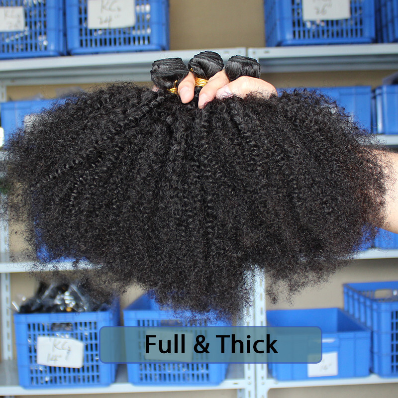 Mongolian Afro Kinky Curly Hair Weave  Natural Black 4B 4C Remy Human Hair Bundles Extension 