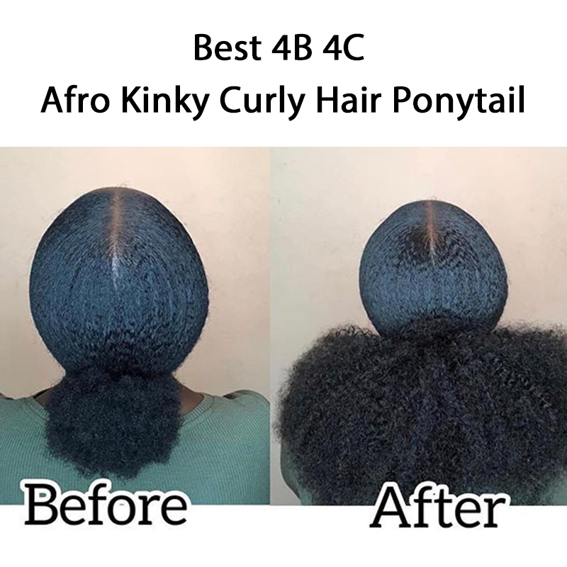 Afro Kinky Curly Ponytail Remy Hair Pieces For Women Natural Black Clip In Ponytails Drawstring 100% Human Hair
