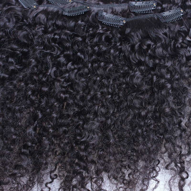 3B 3C Kinky Curly Clip In Human Hair Extensions Full Head Sets 100% Human Natural Hair Clip Ins 4A