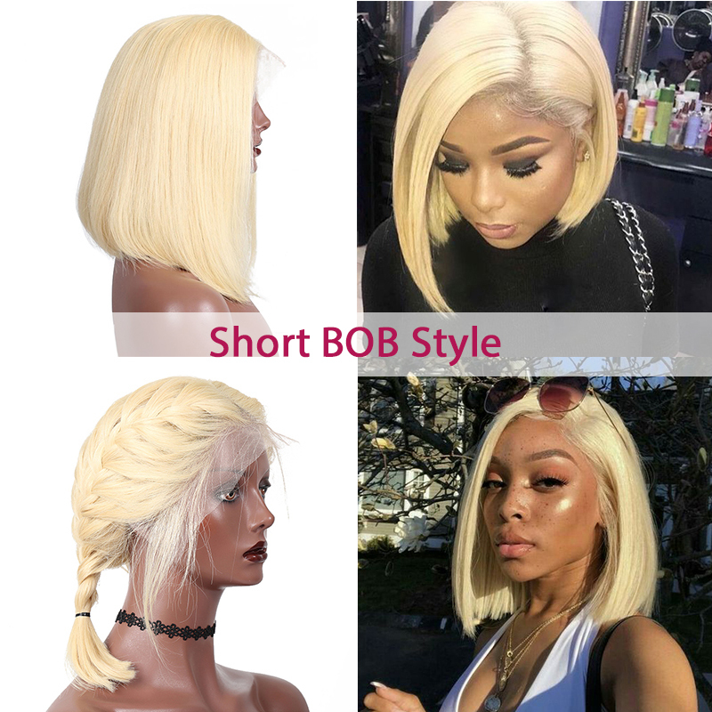 Silky Straight Honey Blonde Lace Front Human Hair Wigs 150% Density 613