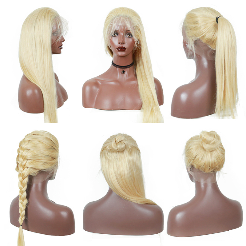 Silky Straight Honey Blonde Lace Front Human Hair Wigs 150% Density 613