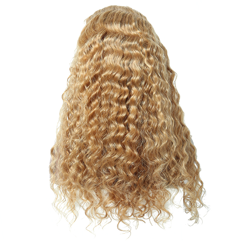 Blonde Lace Frontal Human Hair Wigs 27# Brazilian Deep Wave Lace Front Wig 100% Human Hair Pre Plucked 250% Density 