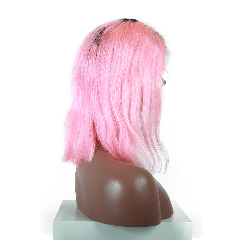 Straight Pink Wig Cosplay 150% Density Lace Frontal Wigs Human Hair Wigs For Women Short Bob Wigs 13x4 Brazilian 