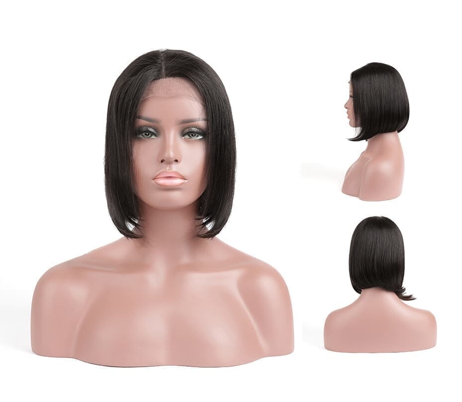 13x6 Short Lace Front Human Hair Wigs Brazilian Straight Bob Wig Pre Plucked Hairline With Baby Hair 