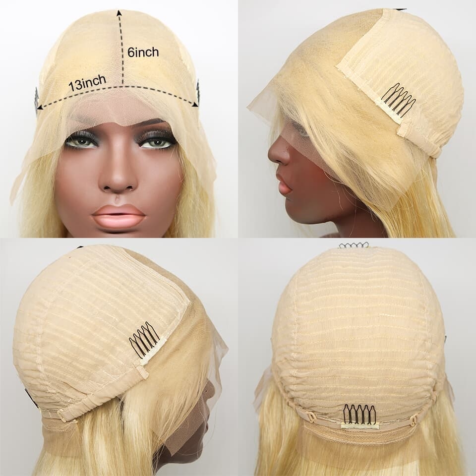 13x6 Blonde Lace Front Wig Brazilian 1B 613 Short Bob Lace Front Human Hair Wigs For Black Women Transparent Lace Front Wig