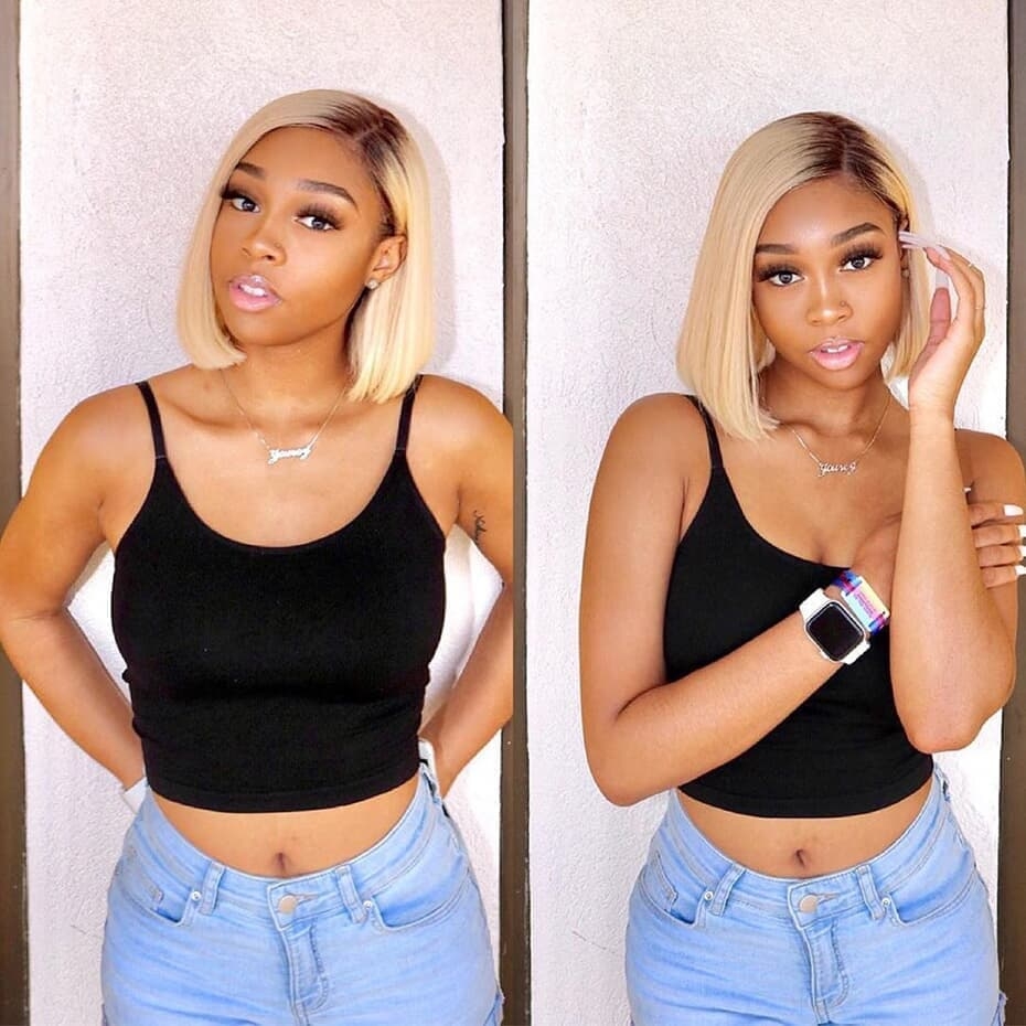 13x6 Blonde Lace Front Wig Brazilian 1B 613 Short Bob Lace Front Human Hair Wigs For Black Women Transparent Lace Front Wig