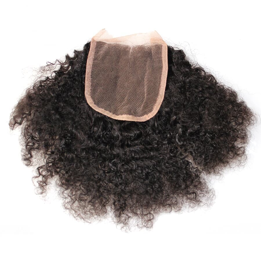 Mongolian Hair Weave Afro Kinky Curly Non Remy Bundles With Closure Human Hair 3 Bundles With Closure For Black Women