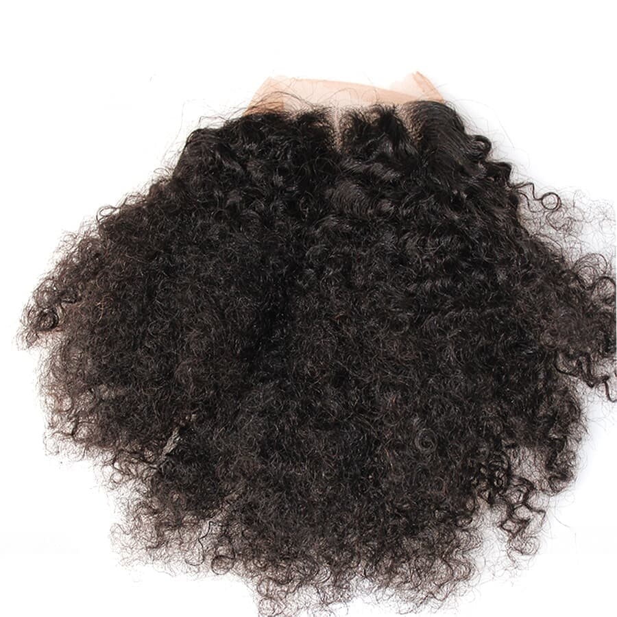 Mongolian Hair Weave Afro Kinky Curly Non Remy Bundles With Closure Human Hair 3 Bundles With Closure For Black Women