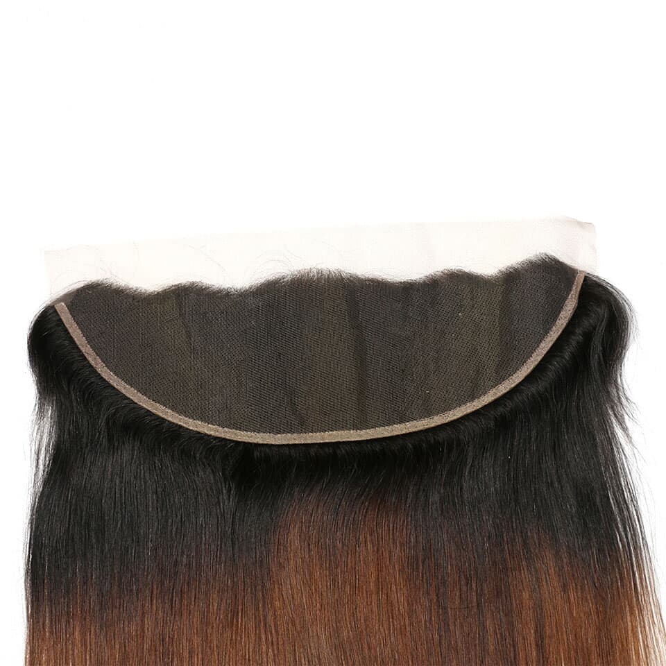Ombre Lace Frontal Closure Human Hair Non Remy Brazilian Straight Hair Weft 13*4 Swiss Lace Frontal Pre Plucked
