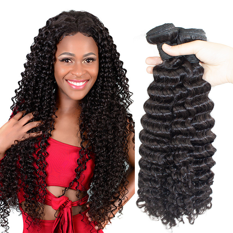 100g/pc Natural color brazilian virgin hair deep curly wave hair extension 