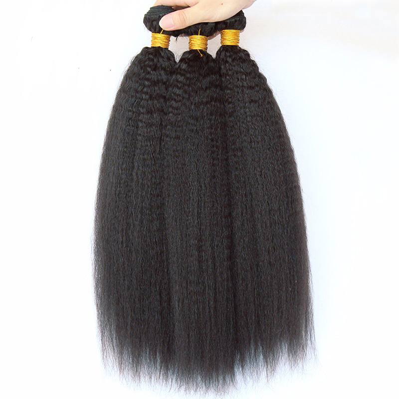 Kinky Straight Hair Brazilian Virgin Hair Weave Bundles Coarse Yaki 100% Human Hair Bundles 3 