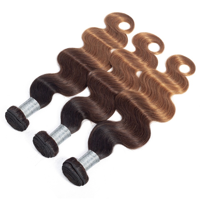 Ombre Brazilian Hair Straight Body Wave 100% Human Hair Extensions 3/4 Bundles Non Remy Ombre Human Hair Weave Bundles 