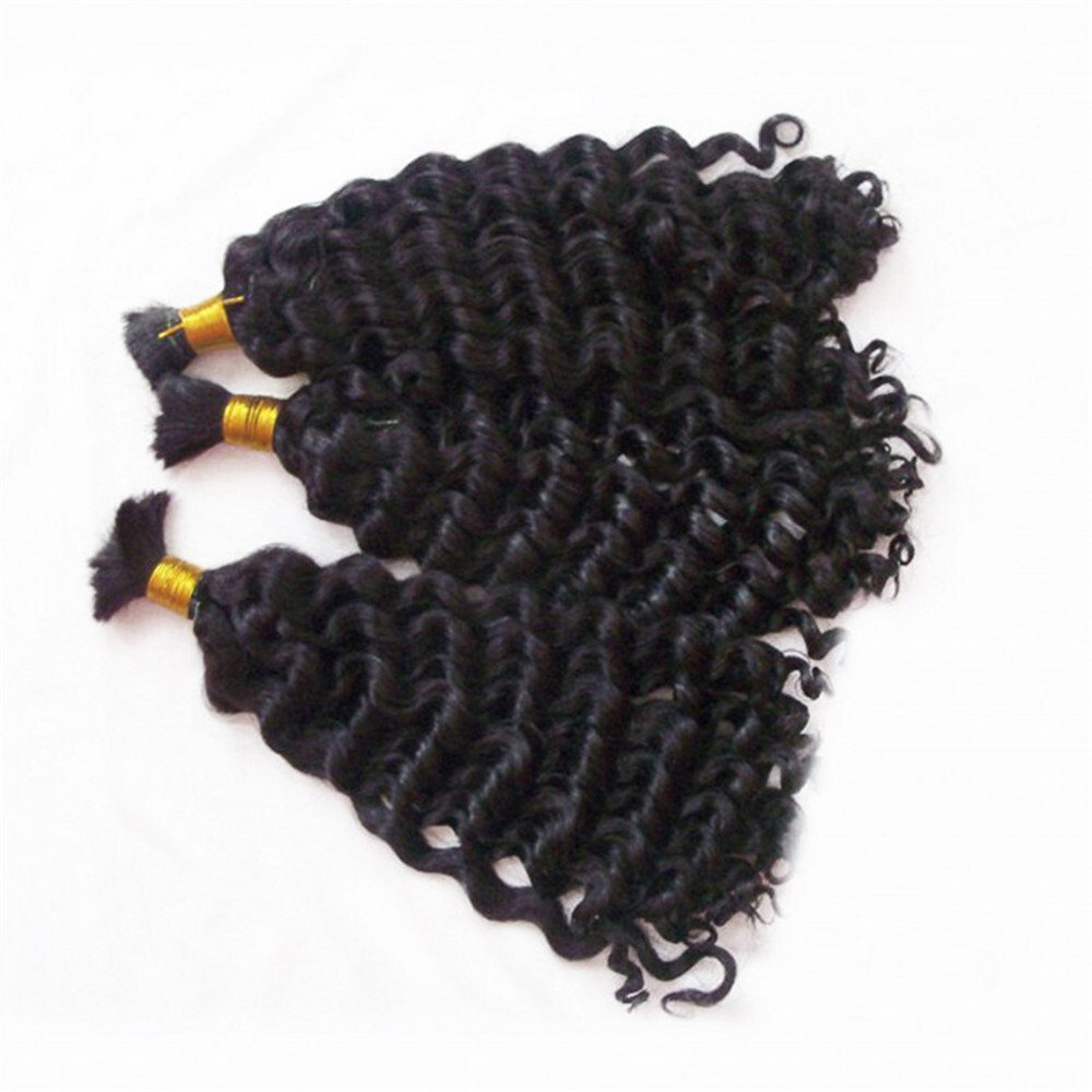 3 Bundles Mongolian Deep Wave Human Hair Bulk No Weft for Wig Making