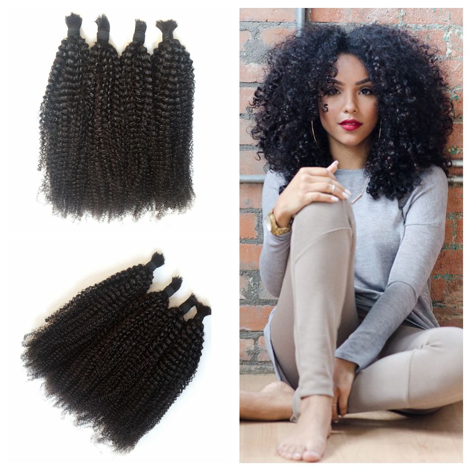 Afro Kinky Curly Hair Bulk for Braiding Peruvian Human Hair Bulk  Bundles No Weft 