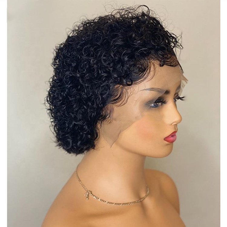 Pelucas Cortas Pixie Cut Short Lace Front Wig Perruque Africaine Deep Curly Natural Hair Wigs