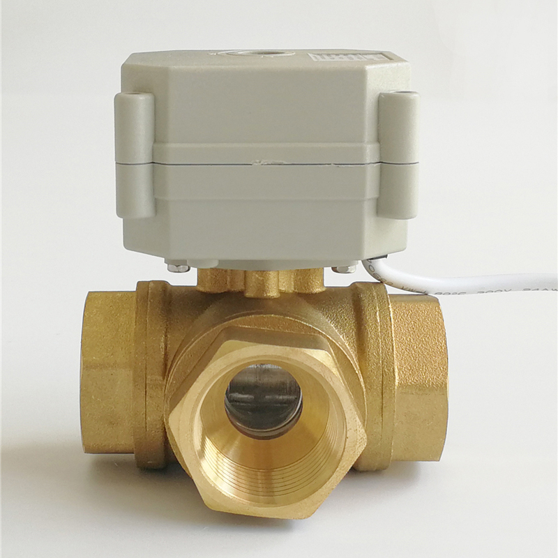 WEI-LUONG Tools DN25 G1 Brass 3 Way Motorized Ball Electrical Valve for Air Conditioner DC24V Solenoid Valve