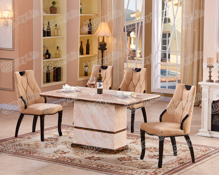 Double Color Matching Fixed Top, Rectangular Square Marble Dining Table