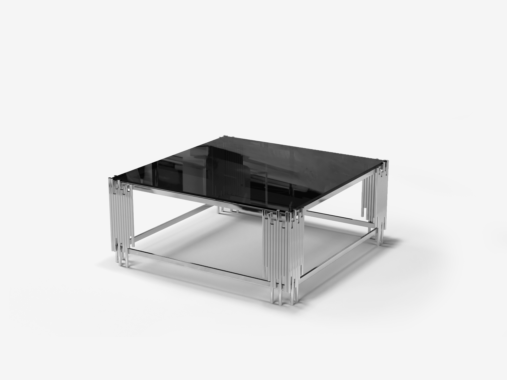 Glossy Color Stainless Steel Leg Marble Nesting Coffee Table