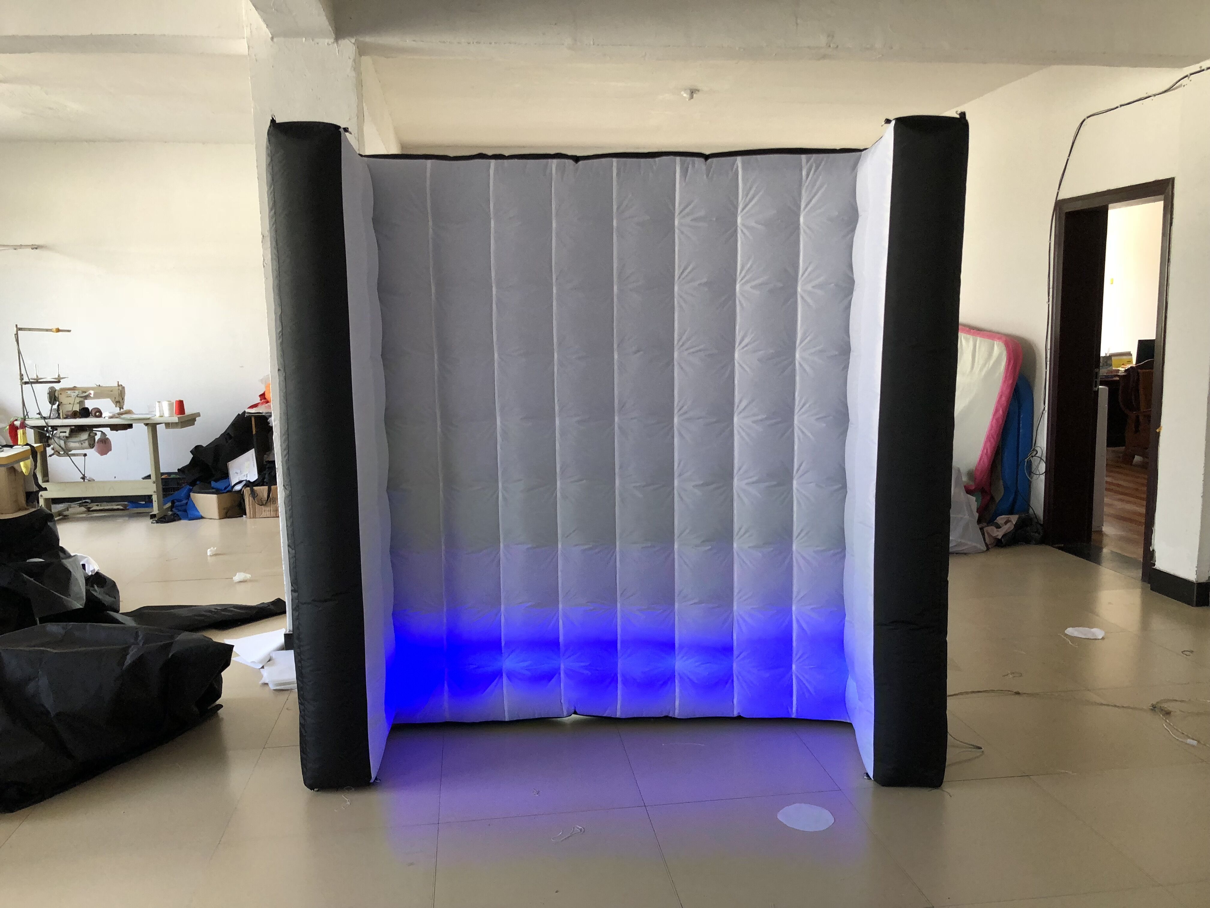 Curve Portable Inflatable wall 7*6.8 FT White Front Black Back