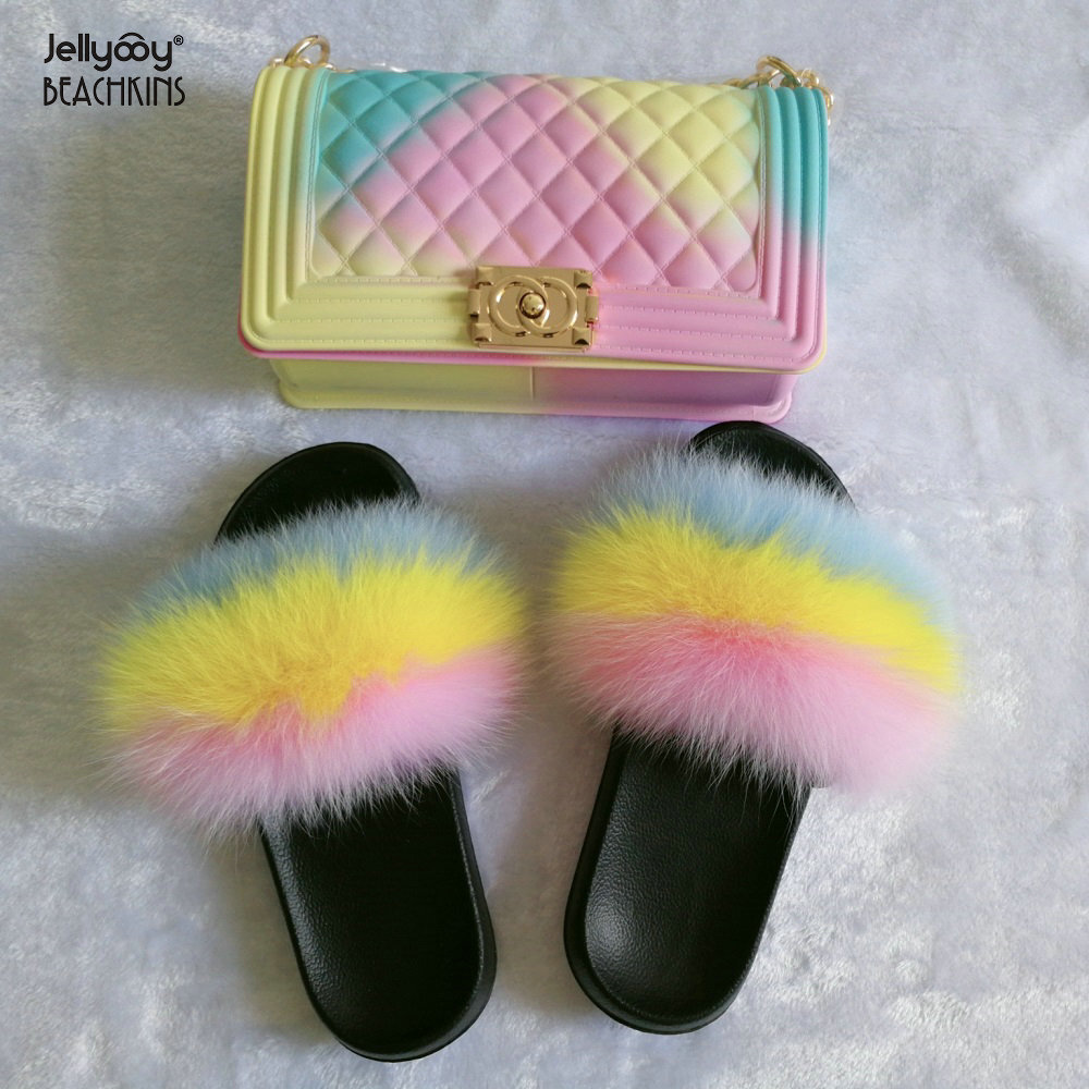 rainbow purse and sandals