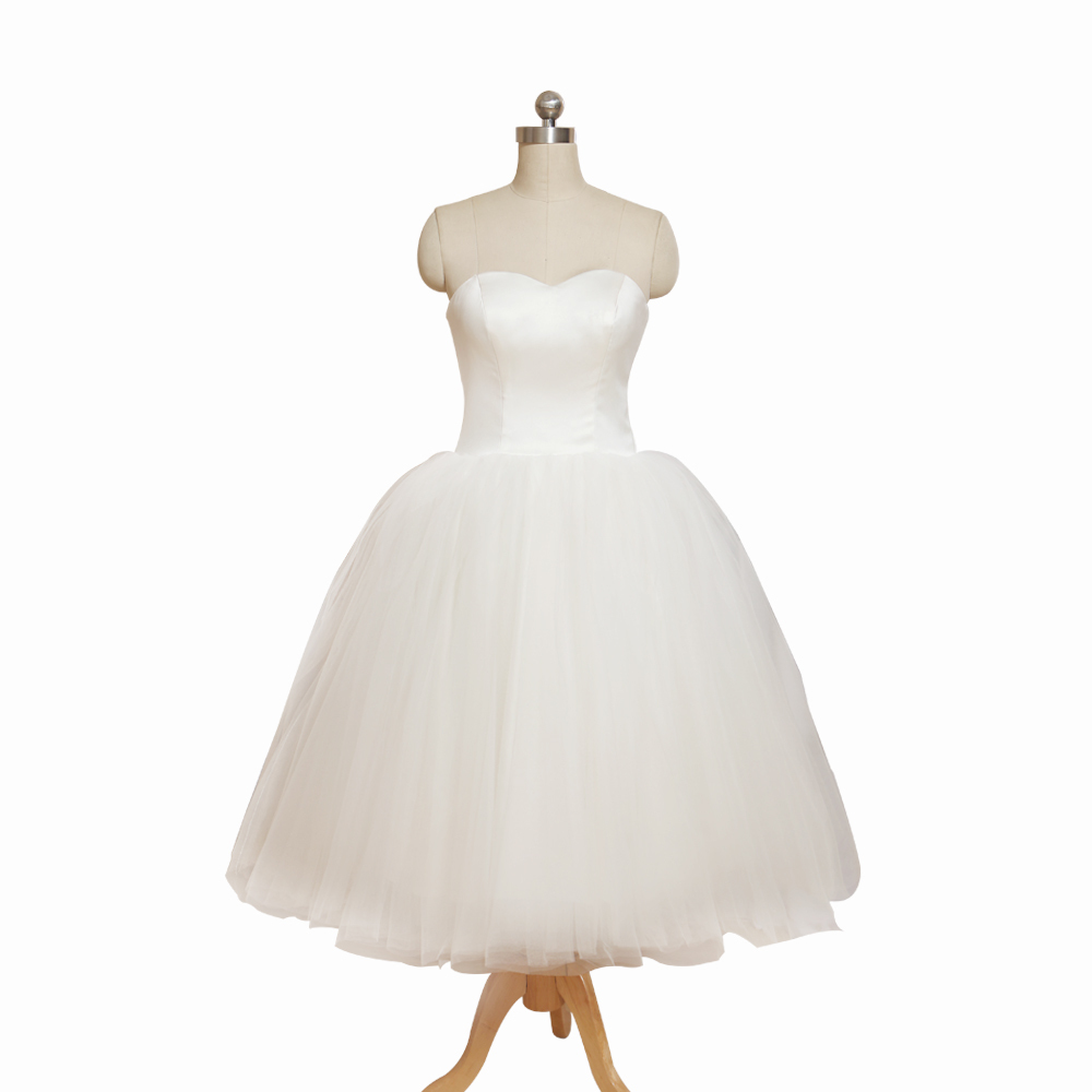 short wedding dress with tulle skirt