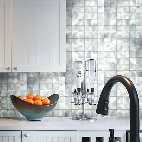 Homey Mosaic | metal mosaic,peel and stick tile backsplash,stainless steel mosaic