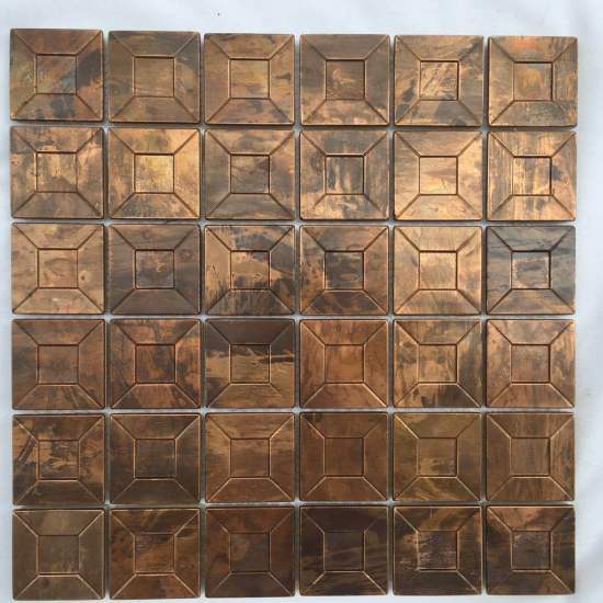 3d Effect Pattern Copper Mosaic Tile For Wall Decor Fireplace