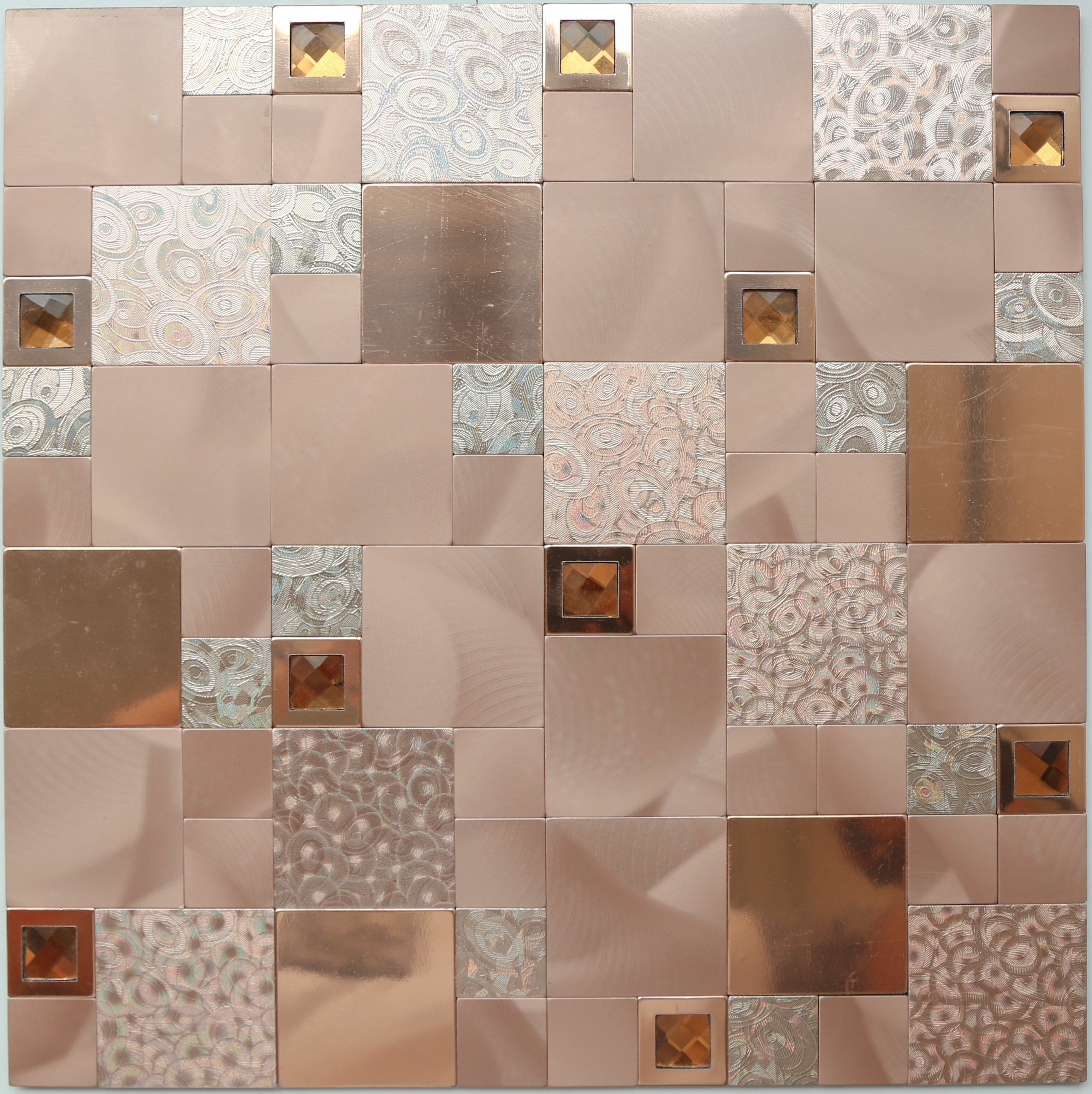 Aluminum Composite Mosaic Flower Pattern Light Pink Mix Gold Tiles - Aluminum Composite Mosaic Flower Pattern Light Pink Mix Gold Tiles