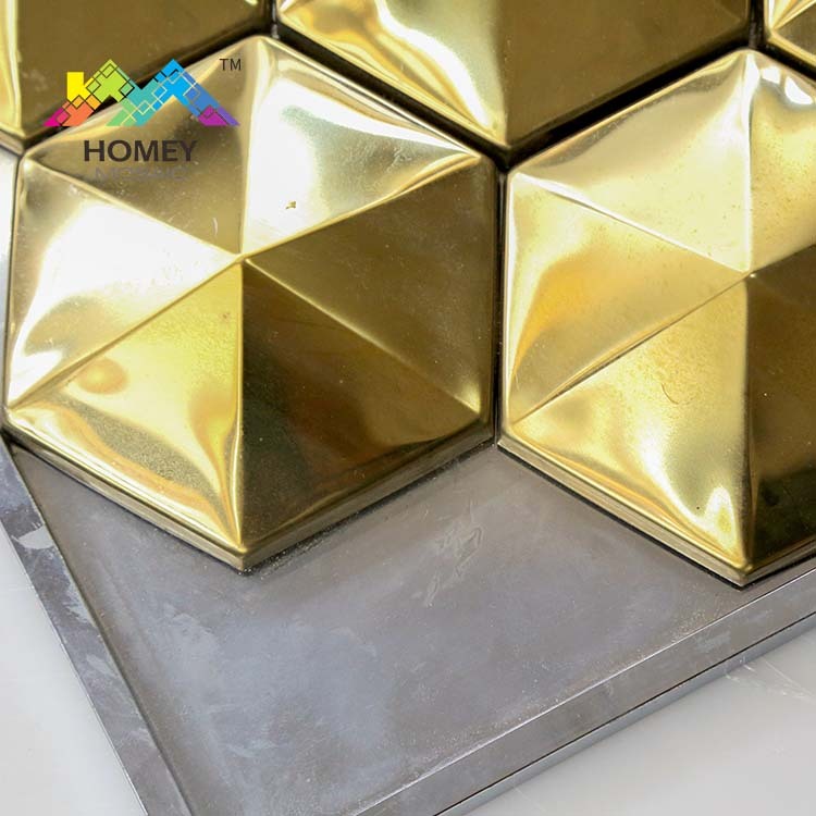 gold hexagon backsplash