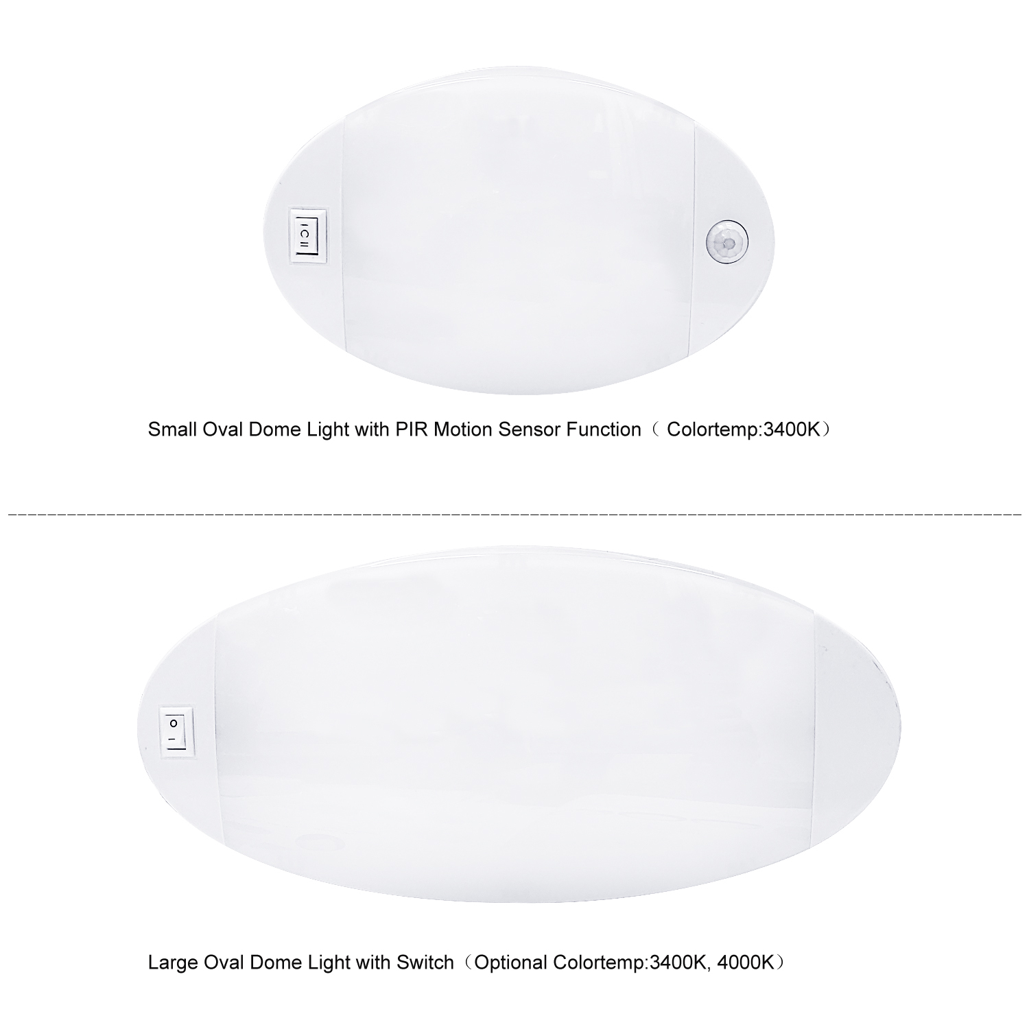Facon Dimmable LED 12V Oval Pancake Light Interior Ceiling Dome Light 7W  500 LM with On/Off Switch Oval Pancake, White